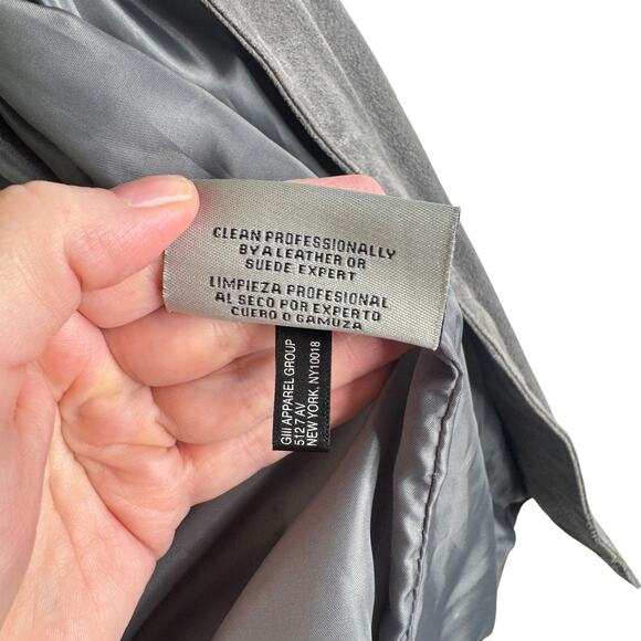 Levi’s Brushed Suede 100% Leather Moto Jacket Grey Women’s Plus Size 1X Biker - Picture 10 of 14